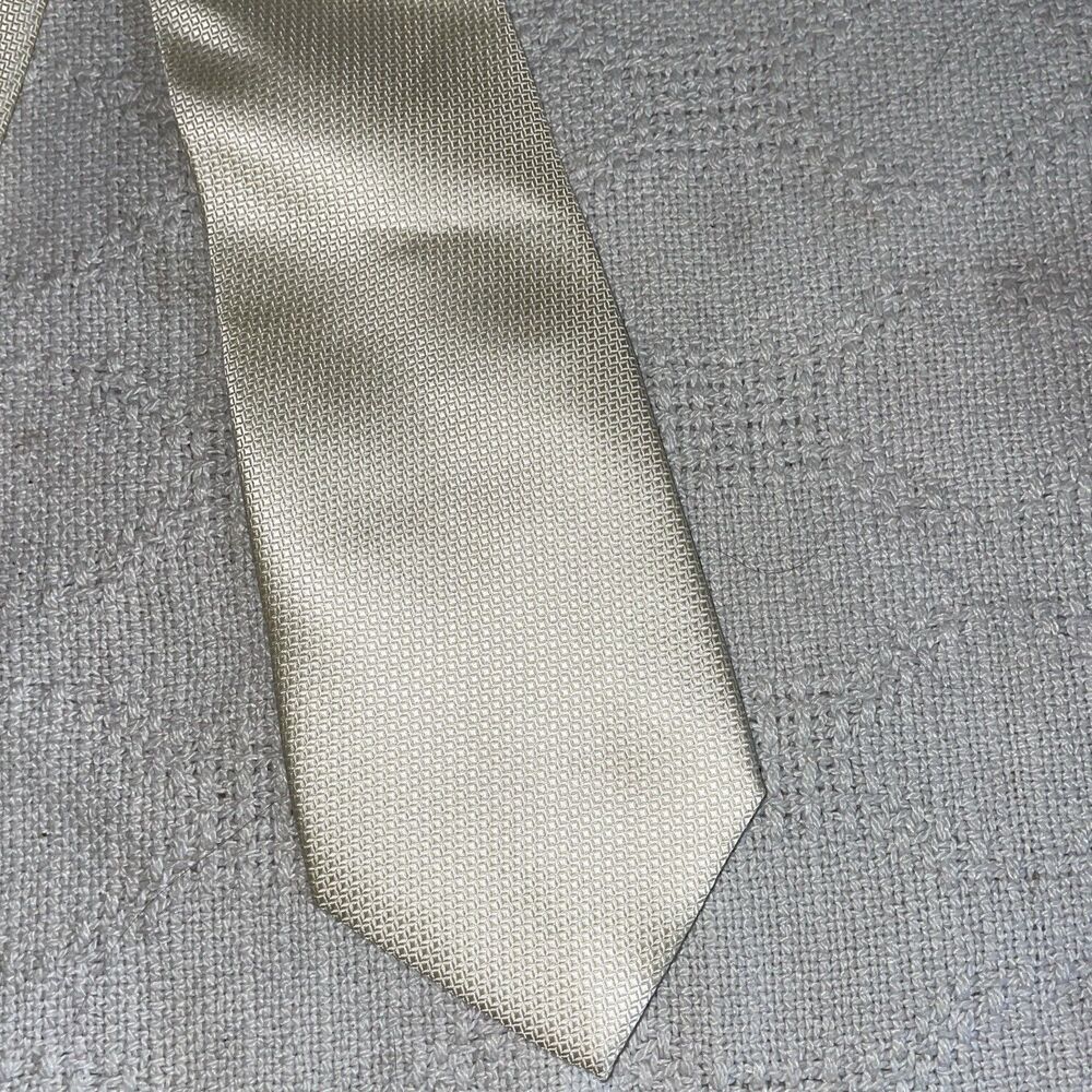 Hisdern Men’s Dress Tie Size 59” 3.5” Ivory Business Formal City